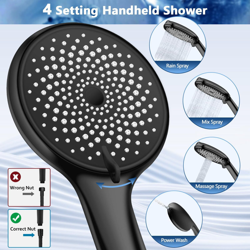 Rain Dual Shower Head 1.75 GPM GPM, Black