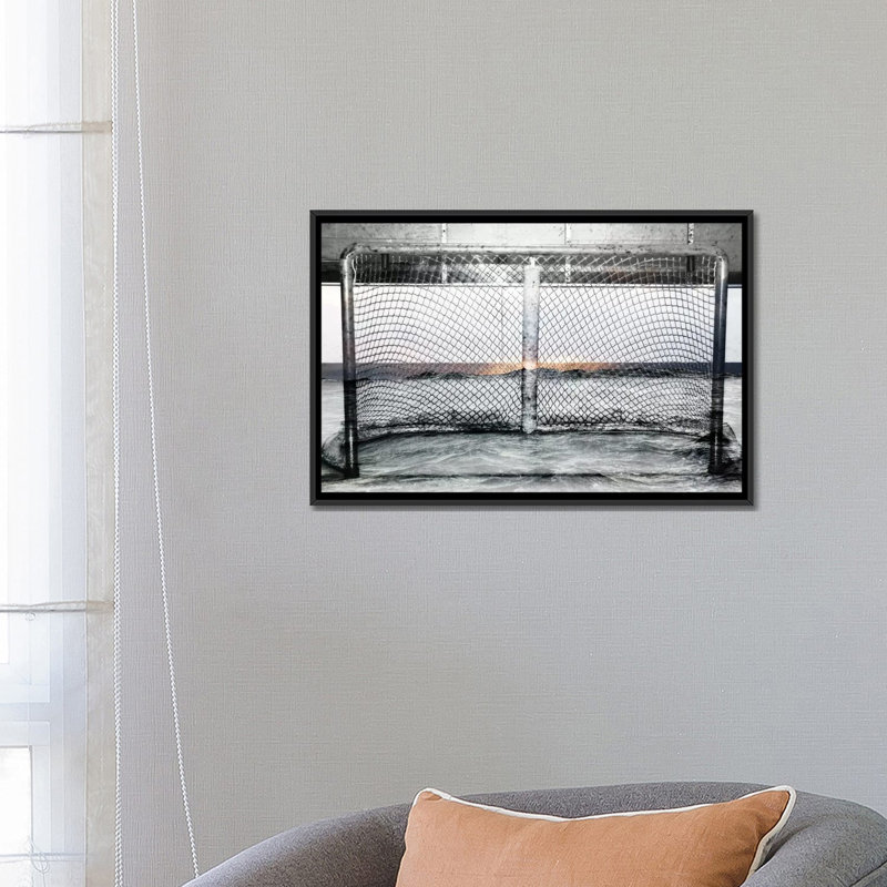 " Hockey Goal Gate #2 " by Unknown Artist, 18" H x 26" W x 1.5" D, Black Framed Canvas, No Mat