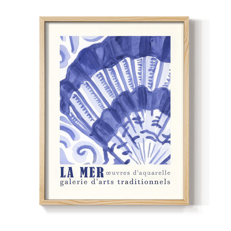 Reproduction d'art encadrée, affiche La Mer II - bois massif, H 30 po x l 24 po, Naturel