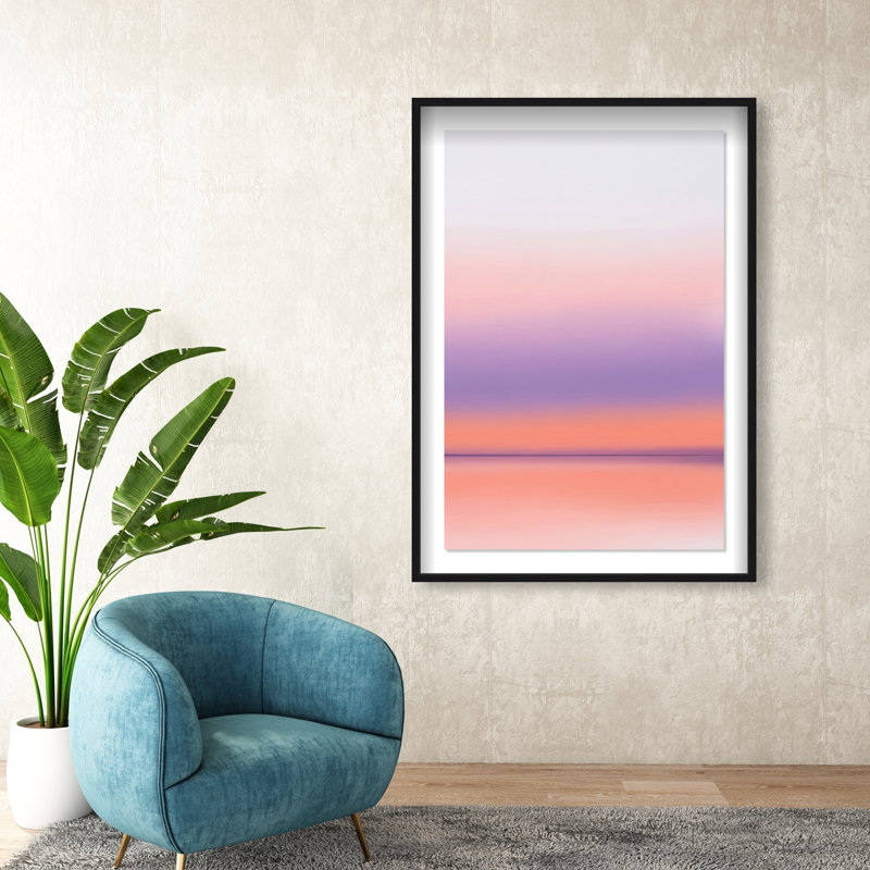 Peach Coastline Print by Oliver Gal, 37.5"H x 25.5"W, Black Shadowbox