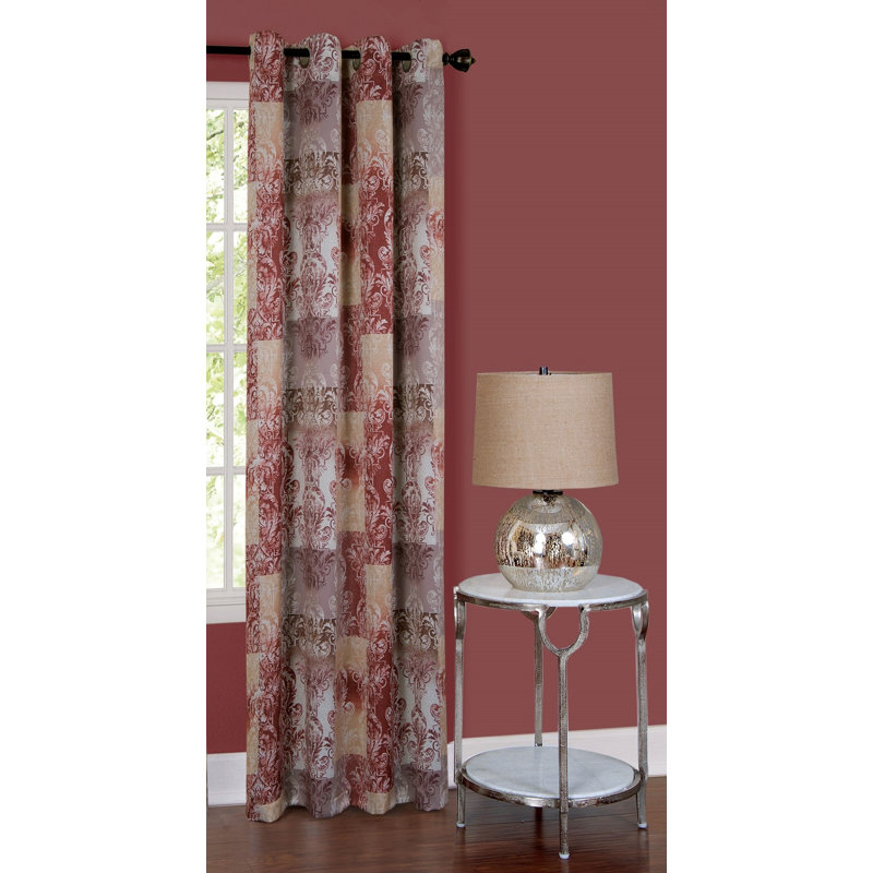 Gillsville Semi Sheer Curtain Single Panel, Marsala, 50" W x 63" L
