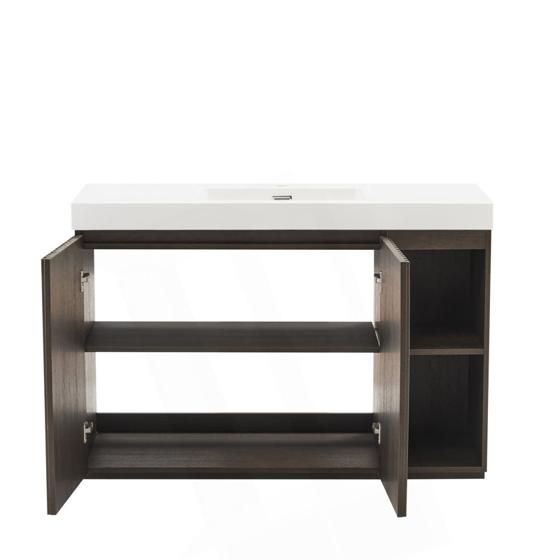 Meuble-lavabo autoportant avec rangement 48 po, Smoked Oak, 48", Monotrou