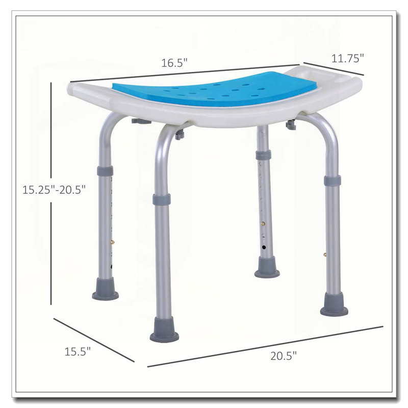 Tabouret de bain courbé à 6 niveaux réglable Homcom pour salle de bain spa