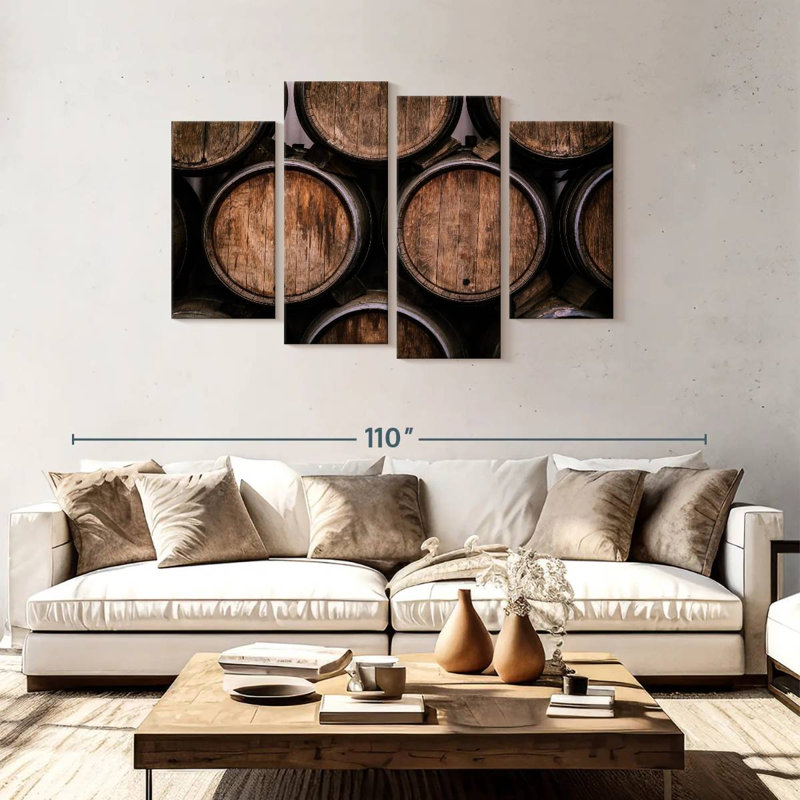 Stacked Wine Barrels, H 48 po x l 75 po