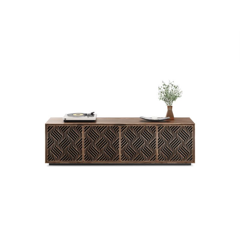 Elements - Cabinet with Rolling Plinth Base - Weave Door, Natural Walnut