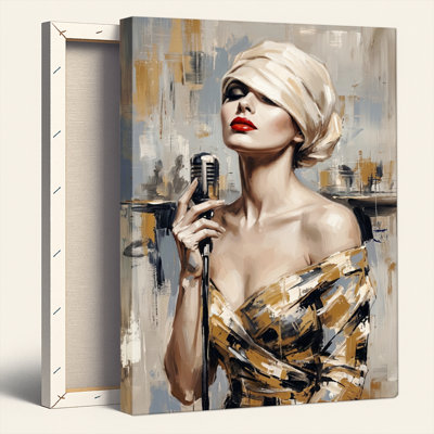 Ensemble de 1 tableau sur toile représentant un portrait artistique