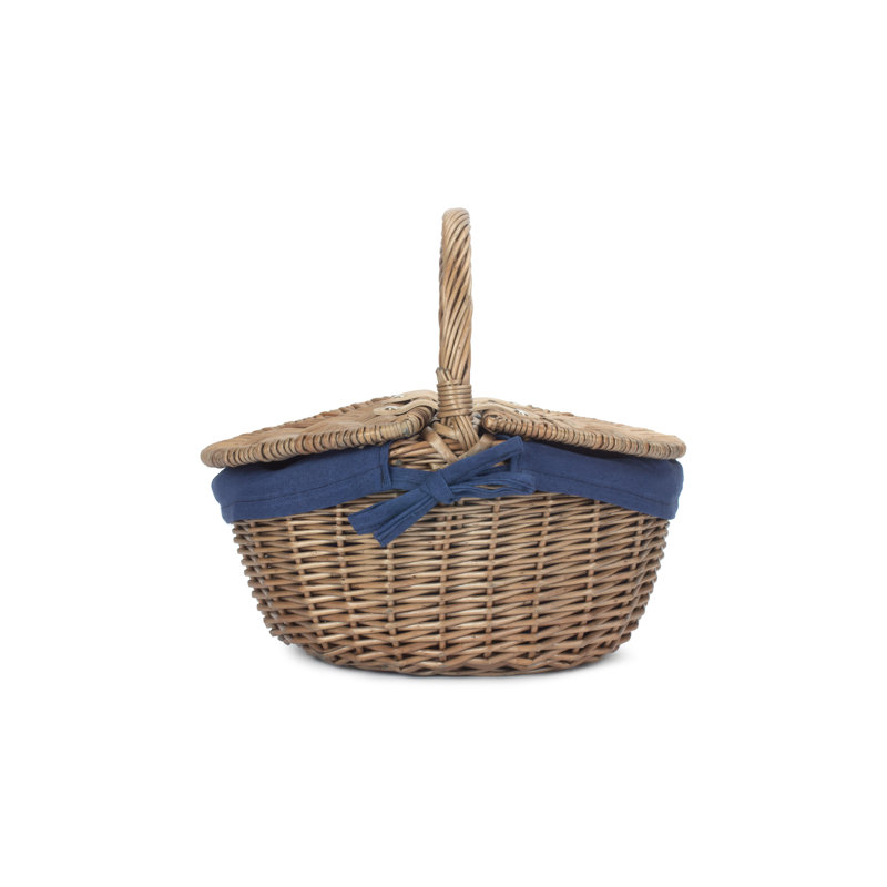 Bay Isle Home Small Antique Wash Finish Oval Wicker Picnic Baske Wicker Decorative Basket