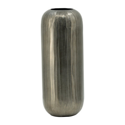 7x7x17" Aluminum Layered Chisel Oval Vase