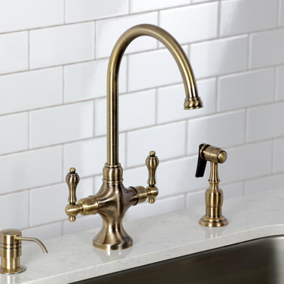 Double Handle Kitchen Faucet with Side Spray