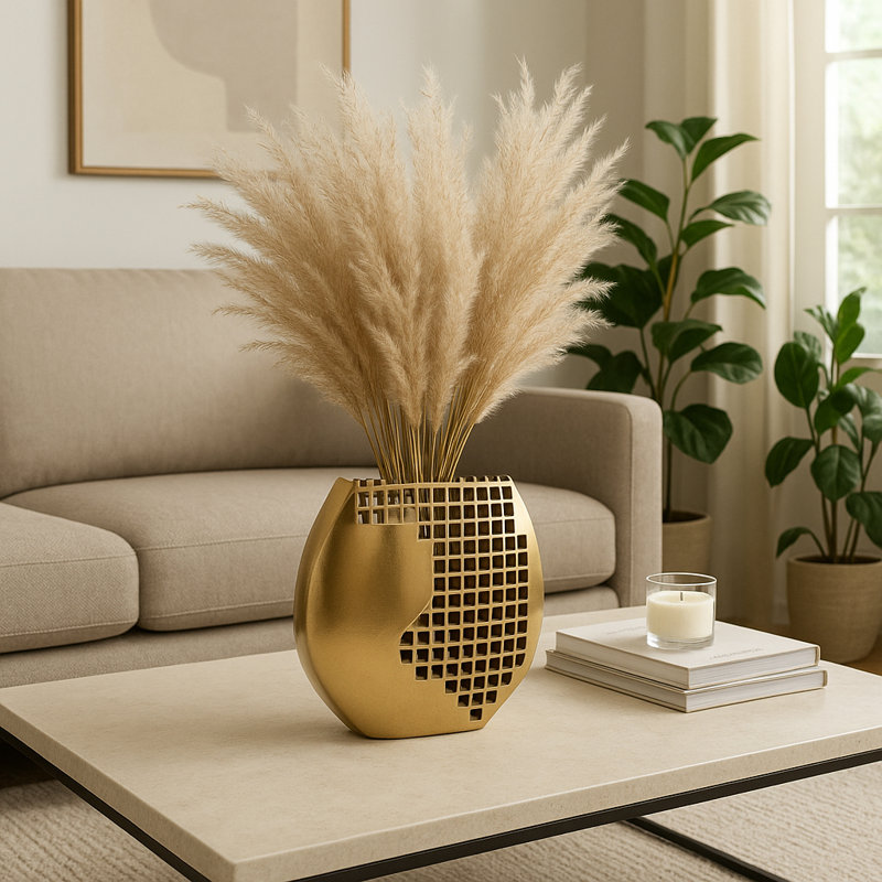  Vase décoratif moderne en aluminium et métal moderne pour la maison et le bureau, 10.25"