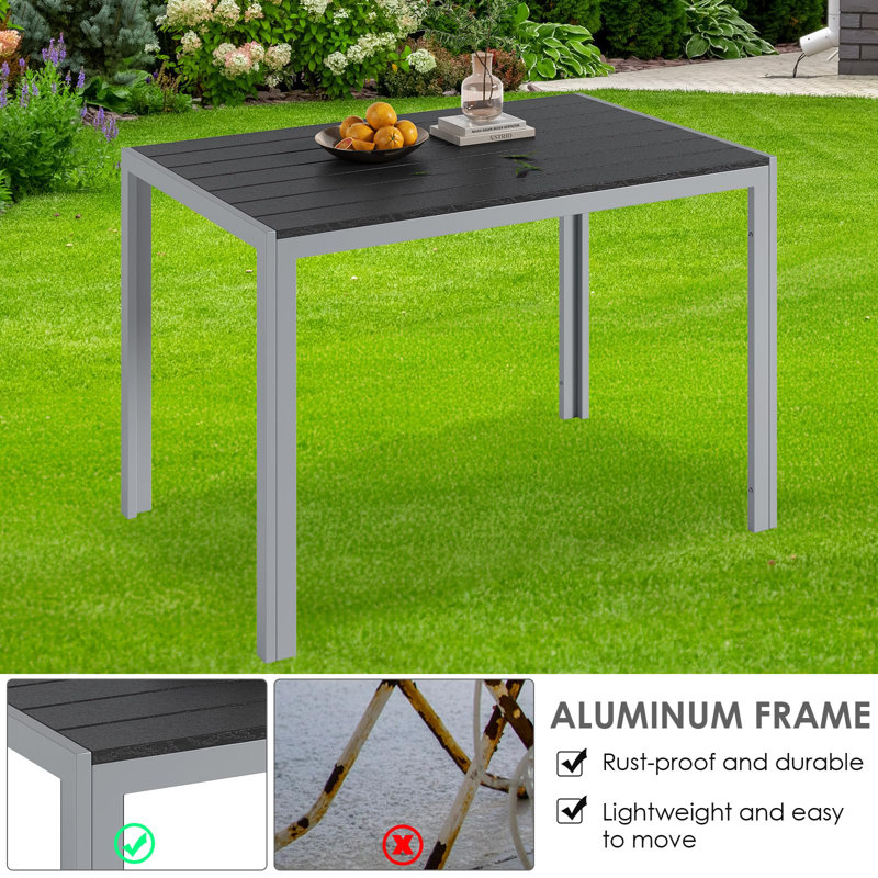 Rectangular 110Cm L Outdoor Balcony Table, Grey