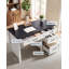 Bureau de direction Farmhouse avec classeur, plateau de table blanc noir, tiroirs de rangement, bureau à domicile compact-133426351