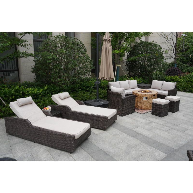 Ensemble de conversation avec coussins pour 10 personnes Brandy Wicker / Rattan