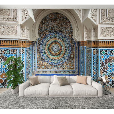 Papier peint auto-adhésif mural marocain H 100 po x l 144 po Peel and Stick