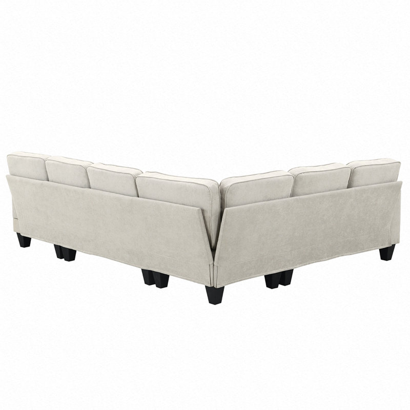 Canapé modulaire en U de 108 po et 85,5 po Hodalis, ensemble de canapés modulaires en tissu à 7 places avec 3 coussins inclus