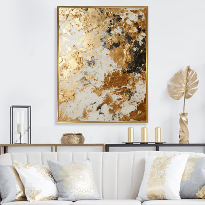 Blanc et or Champagne Flow I - Champagne, art mural