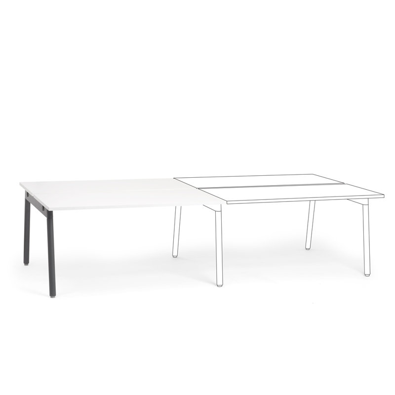 Bureau double Series A, 57 po, gris anthracite + blanc LPL, H 29 po x L 57 po x l 56 po, Blanc