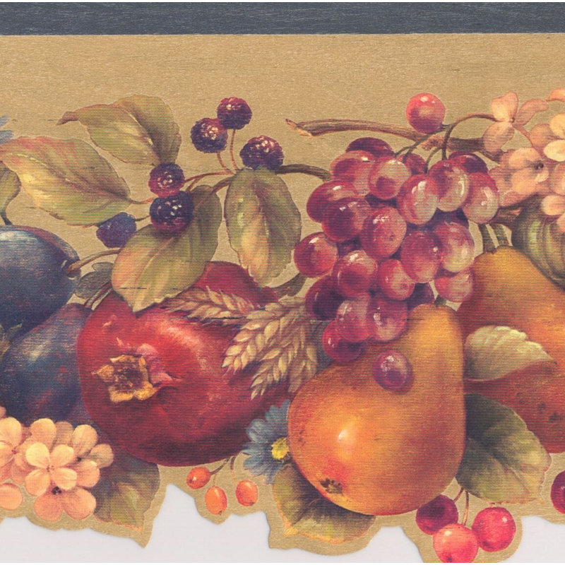 Bordure de papier peint floral et botanique Krier