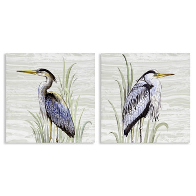 Coastal Birds on Birch 2 PC Canvas Wall Art Set by Elena Vladykina