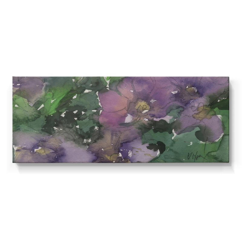 Langage des violettes I - Toile tendue avec châssis - Prêt à accrocher, 16" H x 40" W