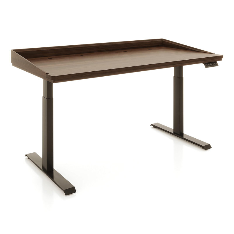 Odin Home Office Solid Wood Standing Desk, Black, 51" H x 60" W x 30" D, Natural Walnut
