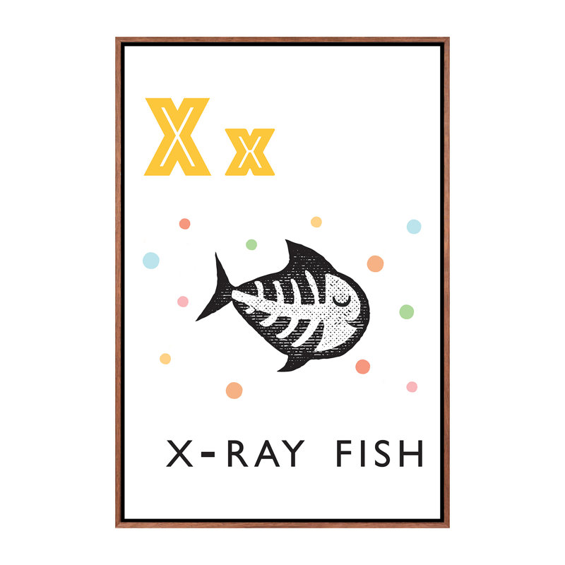 Alphabet Flash Cardes X - impression d'art graphique, Pas de tapis, Toile avec cadre brun, H 60 po x l 40po x P 1,5 po