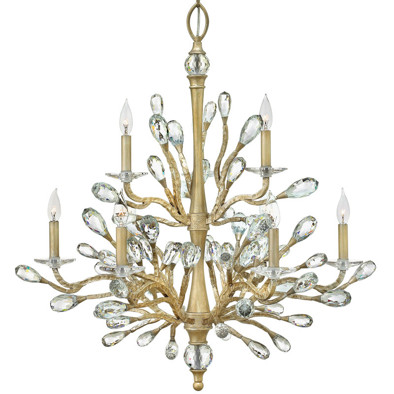 Eve Nine-Light Two Tier Chandelier w/ Faceted Clear Crystal Buds