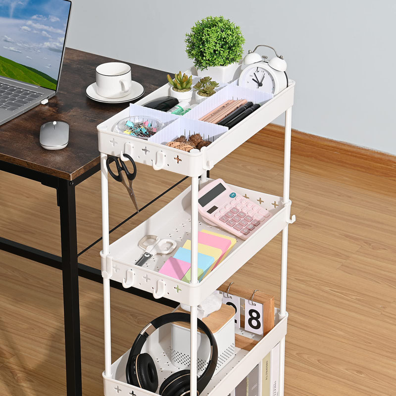 Puck 87.5cm H x 39cm W Utility Cart with Wheels, White