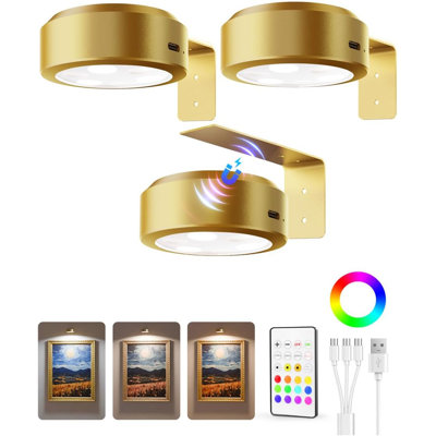 Picture Lights for Wall, 2000mAh Rechargeable Battery Magnetic Poster Lights with 3 Color Temps