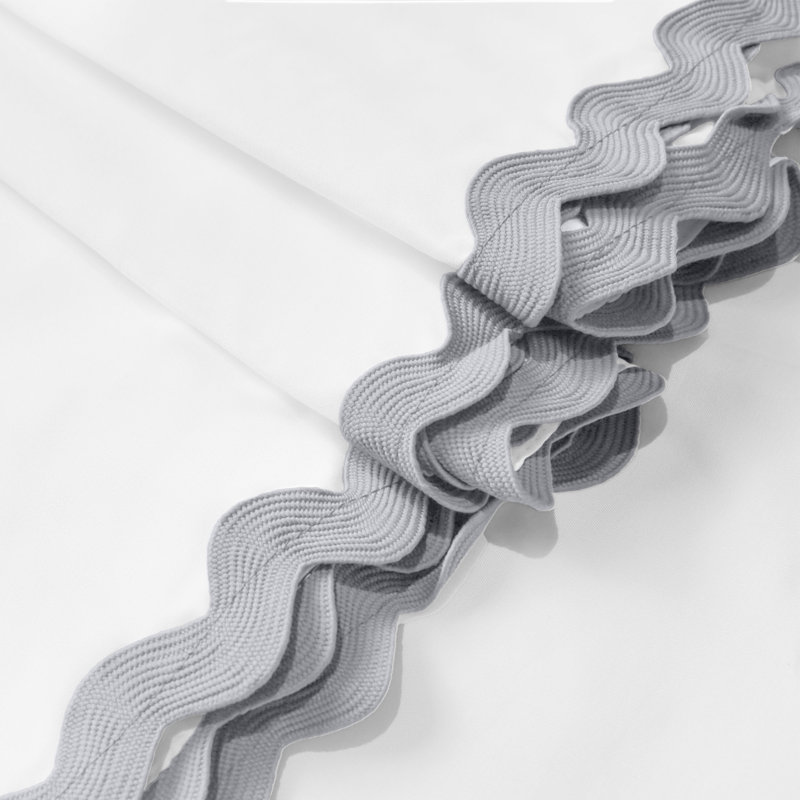 Rideau de douche en tissu tissé festonné, Gris