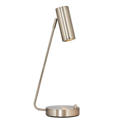 Lampe de table moderne en chrome, 18,1 po de hauteur, 9,1 po de diamètre | Corps en métal, 1 ampoule GU10 5W incluse, lumière chaude 3000K, puissance de 500 lumens | Idéal pour la maison, l'hôtel et le décor scandinave, élégant et fonctionnel