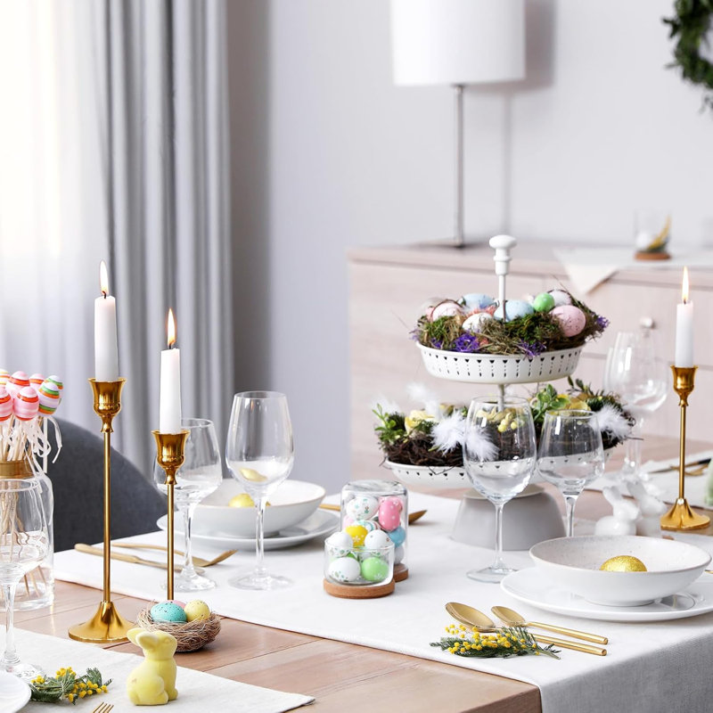 12 Pack Taper Candle Holders Set - Durable Aluminum Alloy Candlestick Holders For Home Decor, Weddings, And Special Occasions