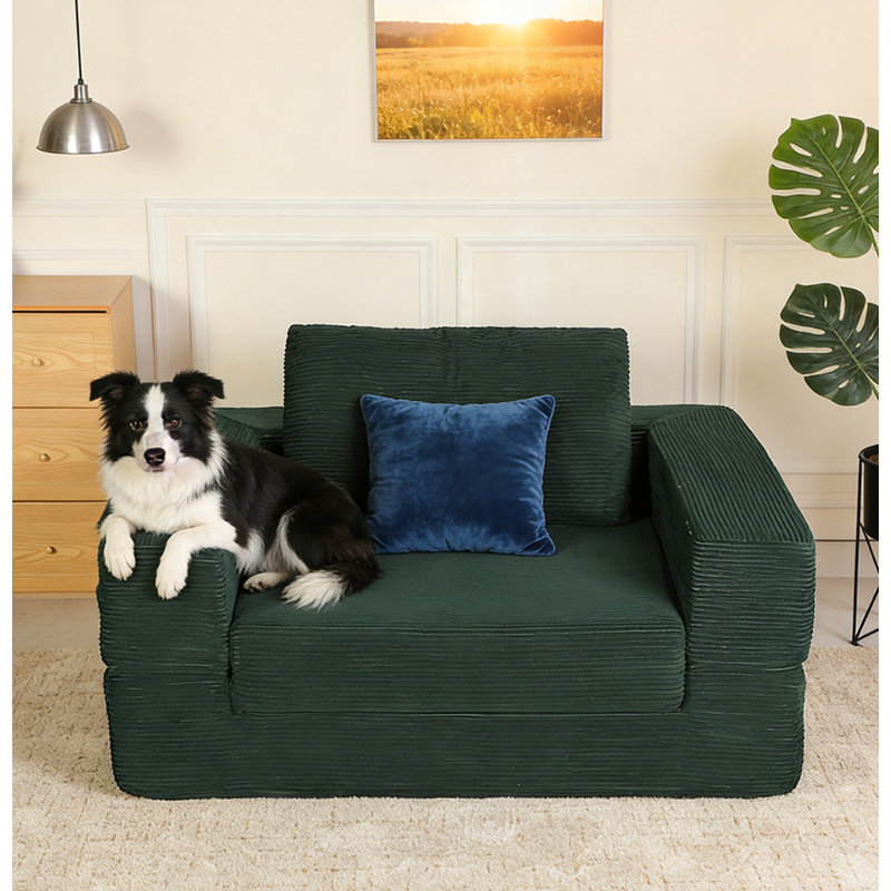 Compression Human Dog Sofa Bed, Dark Green