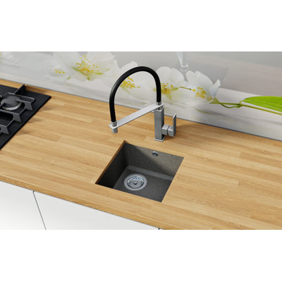 Belfry Kitchen Nesbitt 370mm W Single Bowl Granite Kitchen Sink 0