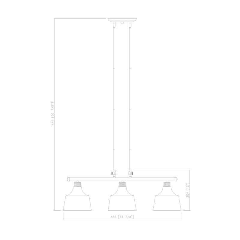 Luminaire suspendu pour îlot de cuisine 3 lumières Tattnall, gris, Noir/laiton antique