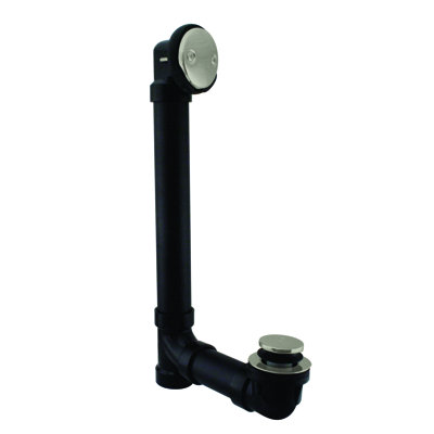 1-1/2" x 12" Sch. 40 ABS-Toe Bathtub Leg Drain with Two-Hole Overflow