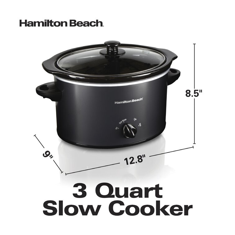 3-Quart Slow Cooker With Dishwasher-Safe Crock & Lid, Matte Black