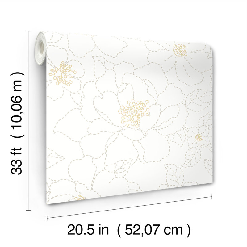 Double rouleau floral Camariya, Blanc / blanc cassé