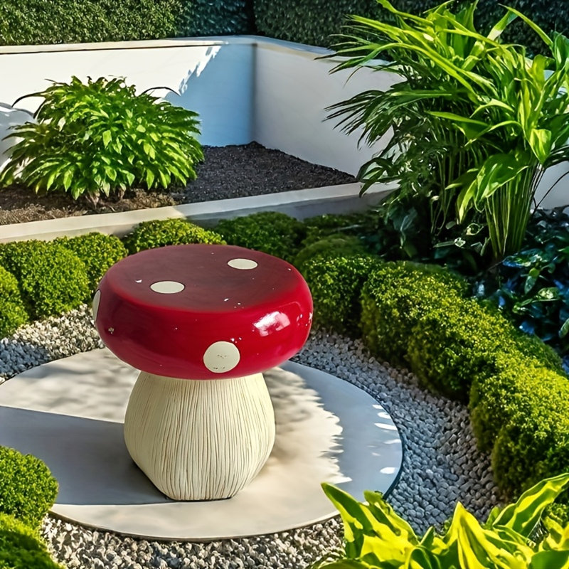 Statue de champignon surdimensionnée en résine, Rouge