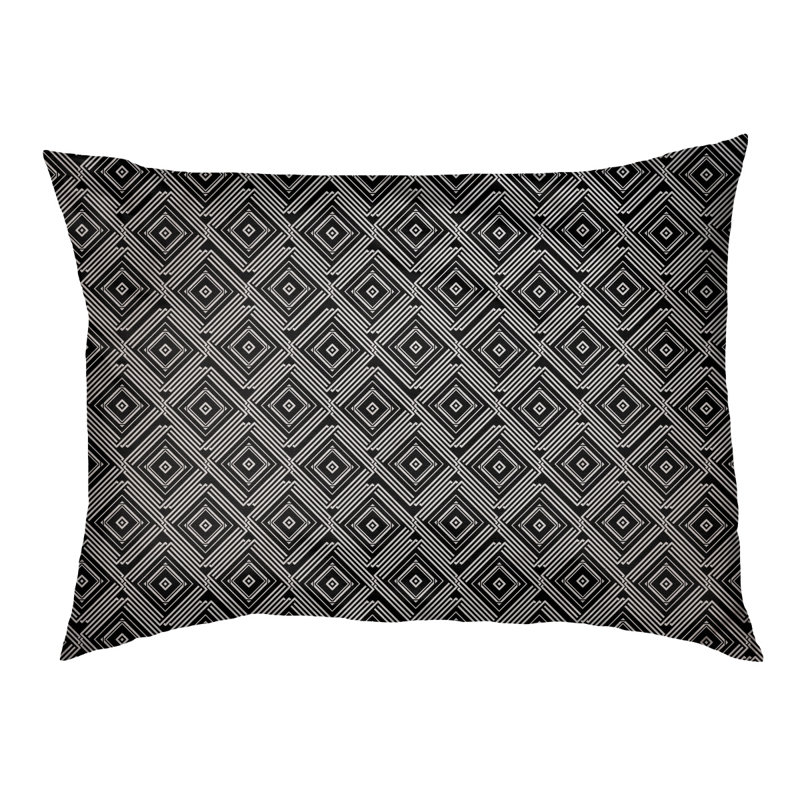Coussin stylisé de labyrinthe carré Byrge, L 52 po x l 42 po, Gris / Noir