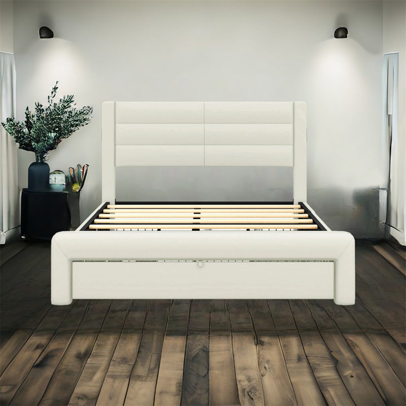 Lit avec rangement Arali Josaia, Beige