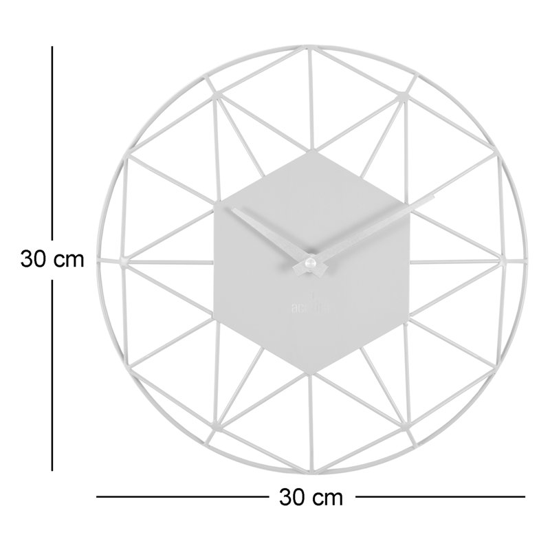 Acctim Wall Clock Quartz Metal Geometric Wire Frame Open Dial 30cm, Black