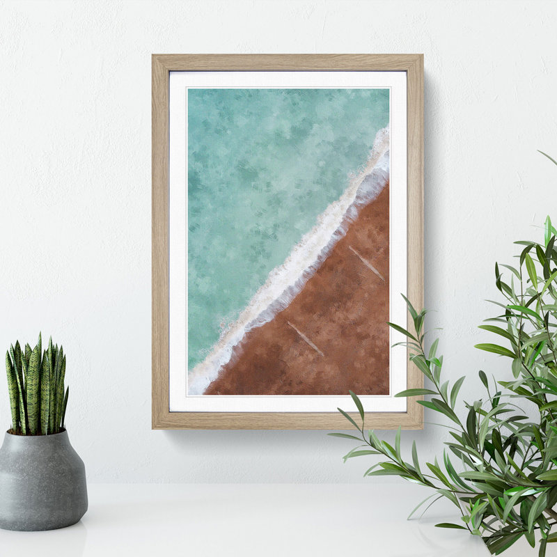 View of Brighton Beach - Picture Frame Painting Print, Oak Framed, 87cm H x 62cm W x 2cm D