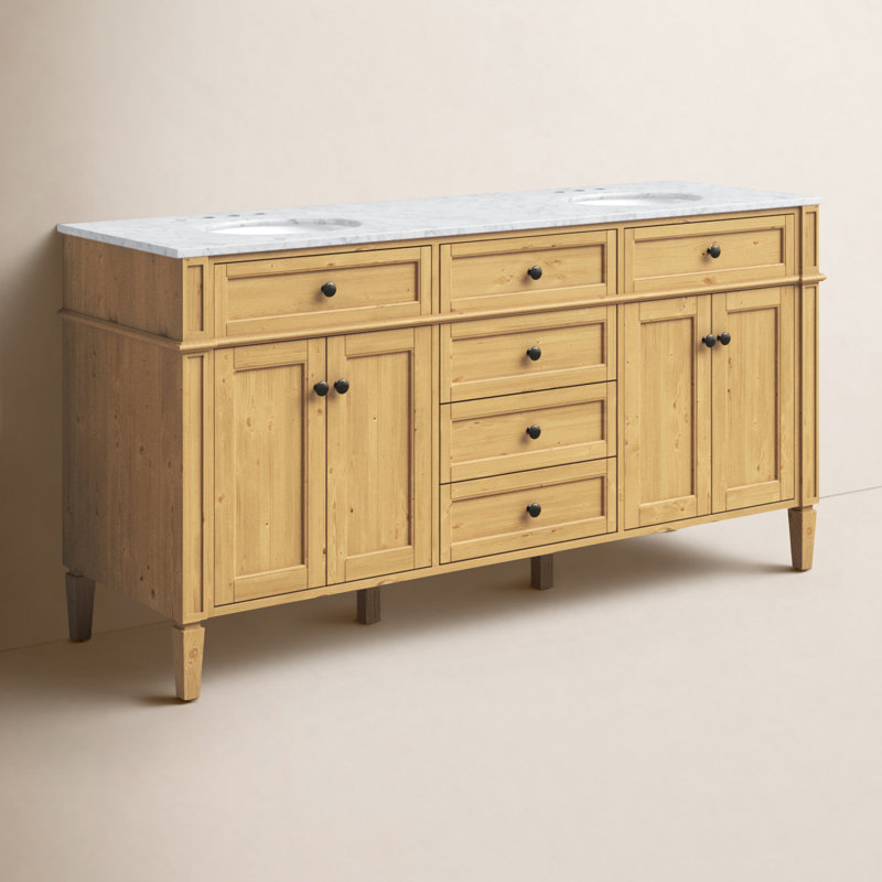 Ensemble de meuble-lavabo double 72 "Rivers, Bois naturel