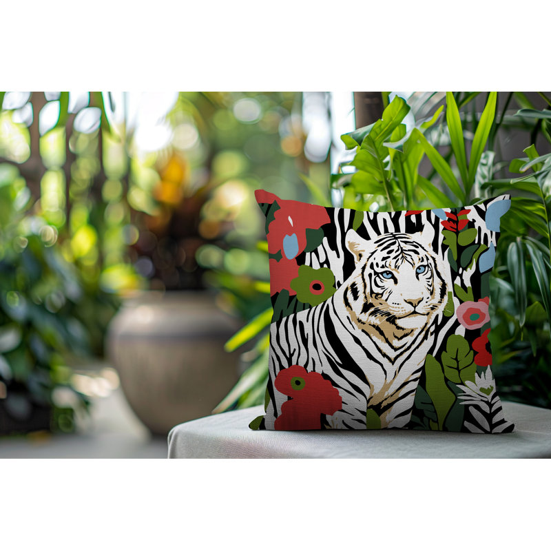 Oreiller carré réversible intérieur / extérieur Wilo Tiger, H 18 po x l 18 po, Red