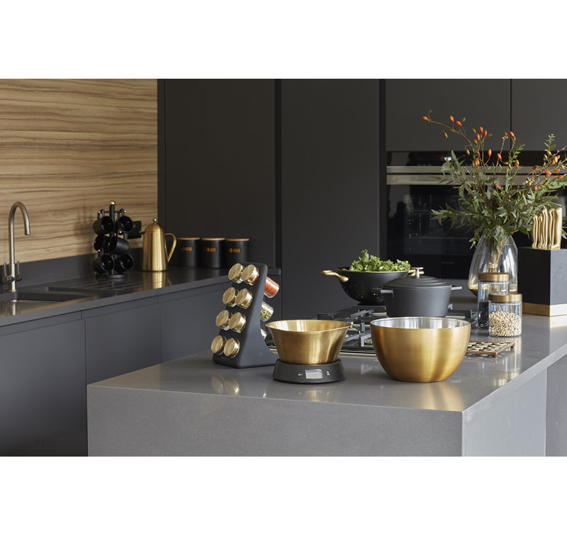 MasterClass Stainless Steel Brass Finish Mixing Bowl, 24 cm
