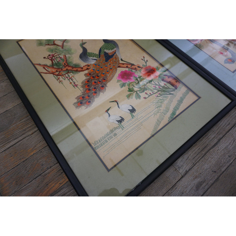 Tapis chinois antique en soie ivoire