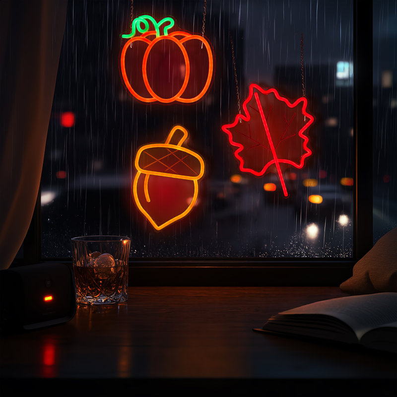 Décoration d'automne à gland, citrouille et feuille d'érable avec 6 niveaux de luminosité réglables