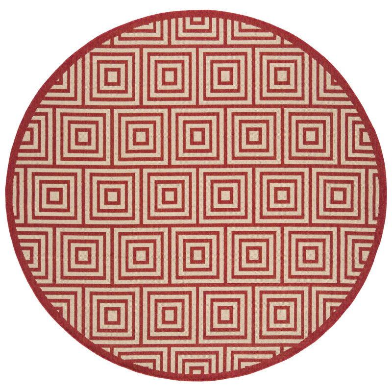 Tapis d'intérieur / extérieur à motif géométrique Linden 100 Performance, Rond 6 pi 7 po