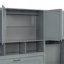 Lit escamotable simple simple avec placard, tiroirs et bureau - gris